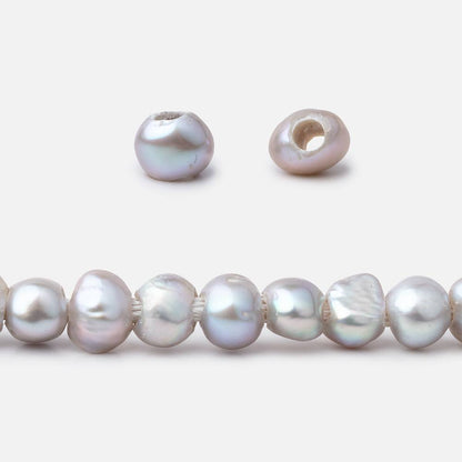 6-7mm Rose' Silver Baroque 2.5mm Large Hole Pearls 15 inch 66 pieces