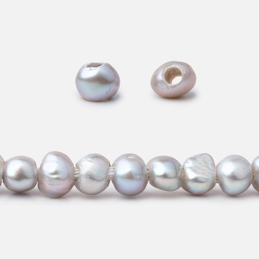 6-7mm Rose' Silver Baroque 2.5mm Large Hole Pearls 15 inch 66 pieces