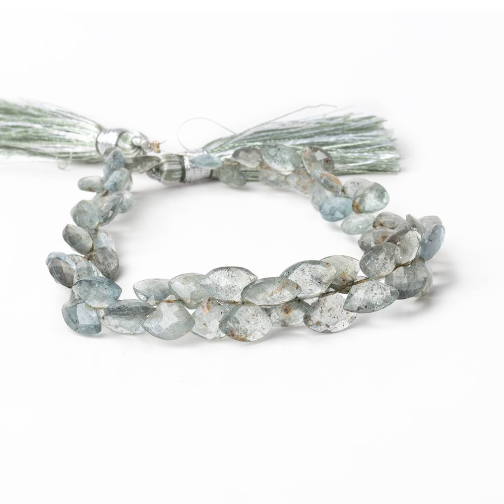 5x6-8x10mm Moss Aquamarine Faceted Fan Beads 8 inch 64 pieces