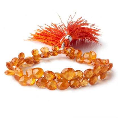 5x6-9x10mm Mandarin Garnet Faceted Heart Beads 9 inch 59 pieces AAA