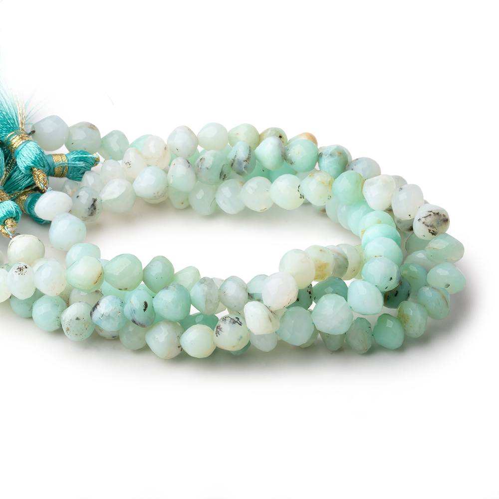 5x6.5-7x7mm Blue Peruvian Opal Faceted Candy Kiss beads 8 inch 30 pieces