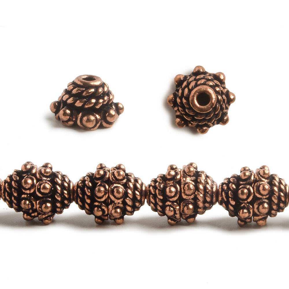 5x8.5mm Copper Bead Cap Bali with Granulation and Twisted Wire 8 inch 40 pcs