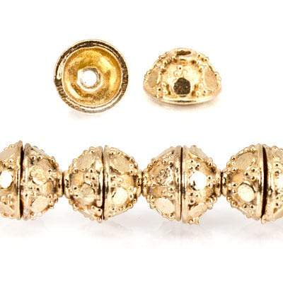 5x8mm 22kt Gold Plated Copper Bead Cap, Bali Design *DISCONTINUED*