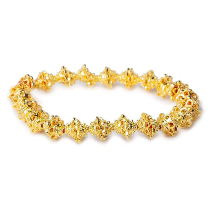 5x9mm 22kt Gold Plated Copper Bead Cap Bali Style 8 inch 44 pieces