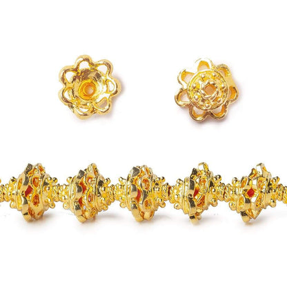 5x9mm 22kt Gold Plated Copper Bead Cap Bali Style 8 inch 44 pieces