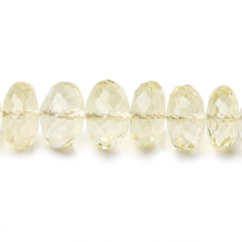6-10.5mm Lemon Quartz Faceted Rondelles 16 inch 81 Beads AA