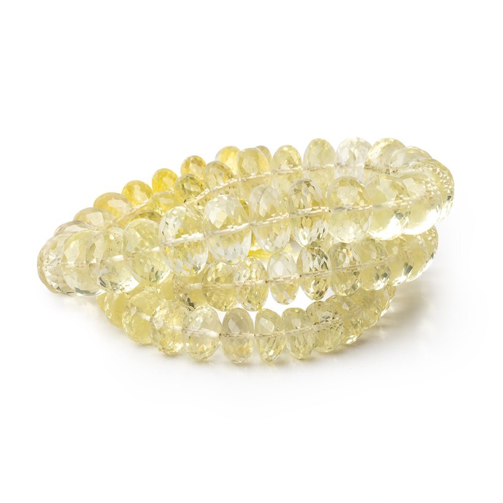 6-10.5mm Lemon Quartz Faceted Rondelles 16 inch 81 Beads AA