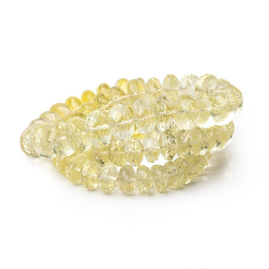 6-10.5mm Lemon Quartz Faceted Rondelles 16 inch 81 Beads AA