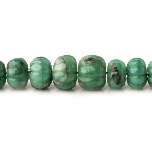 6-10mm Brazilian Emerald Carved Melon Rondelle Beads 18 inch 85 pieces A