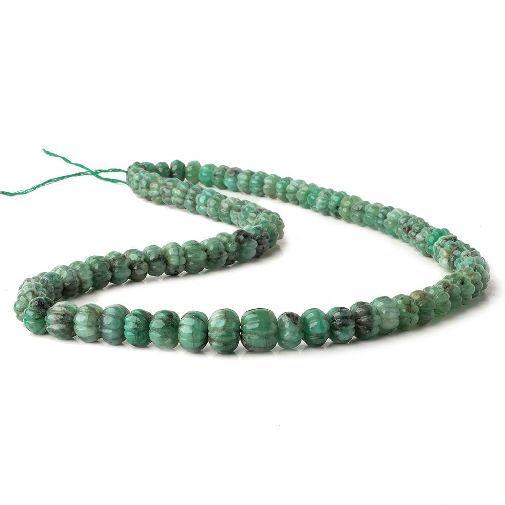 6-10mm Brazilian Emerald Carved Melon Rondelle Beads 18 inch 85 pieces A