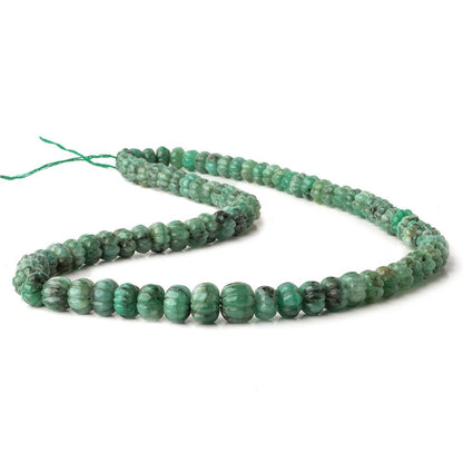 6-10mm Brazilian Emerald Carved Melon Rondelle Beads 18 inch 85 pieces A