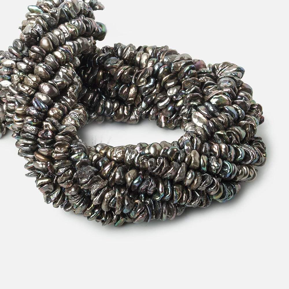 6-10mm Peacock Keshi Center Drilled Freshwater Pearls, 15.5 inch, 119 pieces