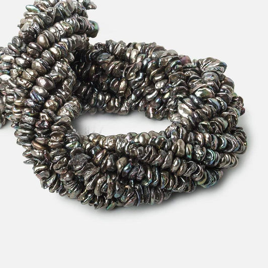 6-10mm Peacock Keshi Center Drilled Freshwater Pearls, 15.5 inch, 119 pieces