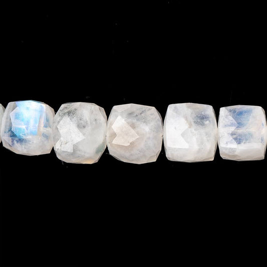 6-10mm Rainbow Moonstone Faceted Cube Beads 16 inch 48 pieces