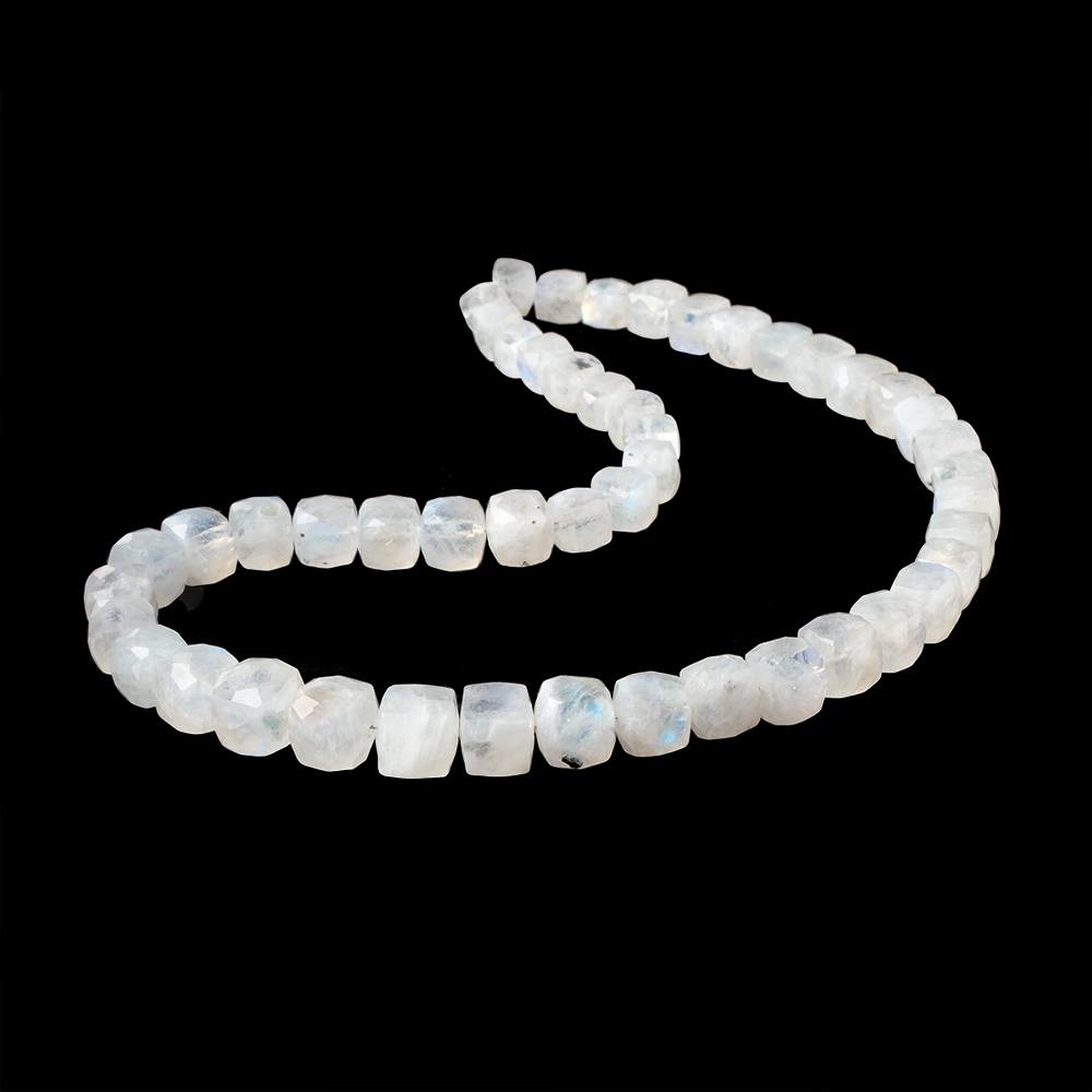 6-10mm Rainbow Moonstone Faceted Cube Beads 16 inch 48 pieces