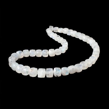 6-10mm Rainbow Moonstone Faceted Cube Beads 16 inch 48 pieces
