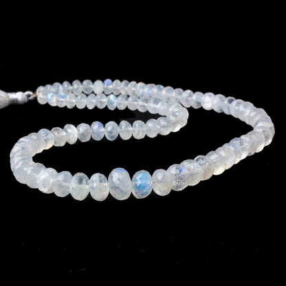 6-10mm Rainbow Moonstone Faceted Rondelle Beads 16 inches 81 beads