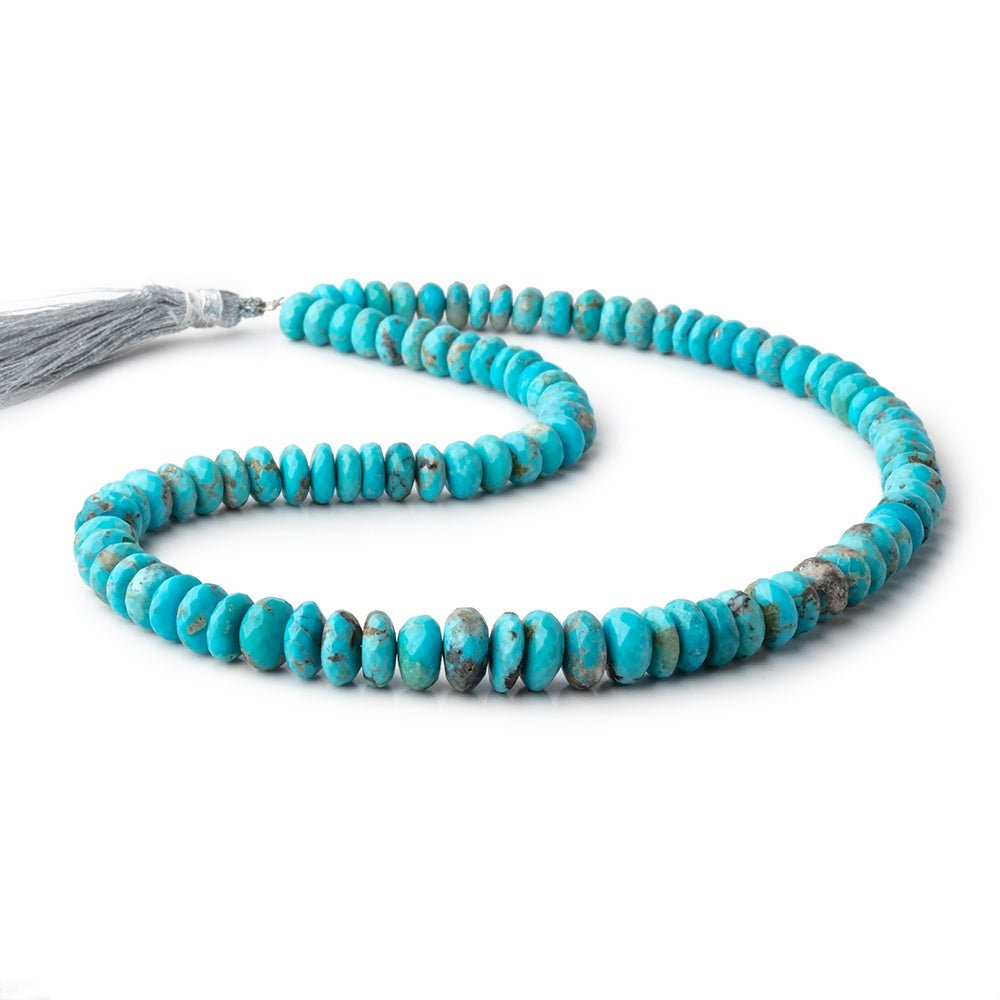 6-10mm Sleeping Beauty Turquoise Faceted Rondelle Beads 16 inch 106 pieces AA