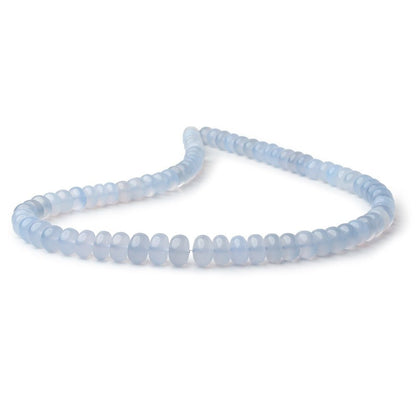 6-10mm Turkish Blue Chalcedony Plain Rondelle 16 inch 75 Beads AA