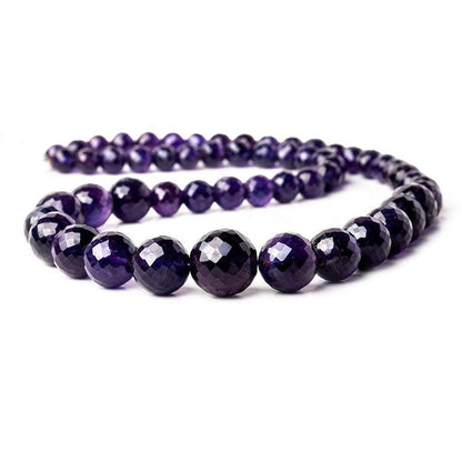 6 - 11mm Dark Amethyst Faceted Round Beads 15.5 inch 56 pieces