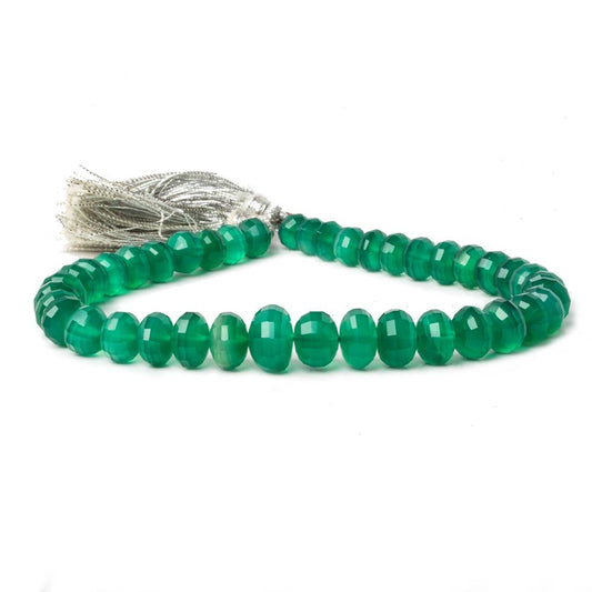 6-11mm Green Onyx Checkerboard Faceted Rondelle Beads 8 inch 40 pieces