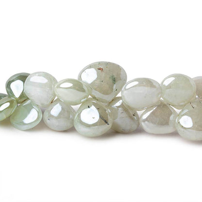 6-11mm Mystic Prehnite Plain Heart Beads 7.5 inch 50 pieces