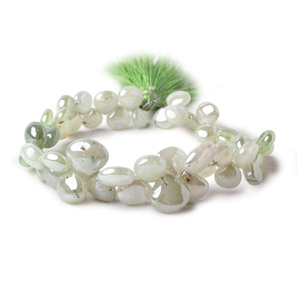 6-11mm Mystic Prehnite Plain Heart Beads 7.5 inch 50 pieces