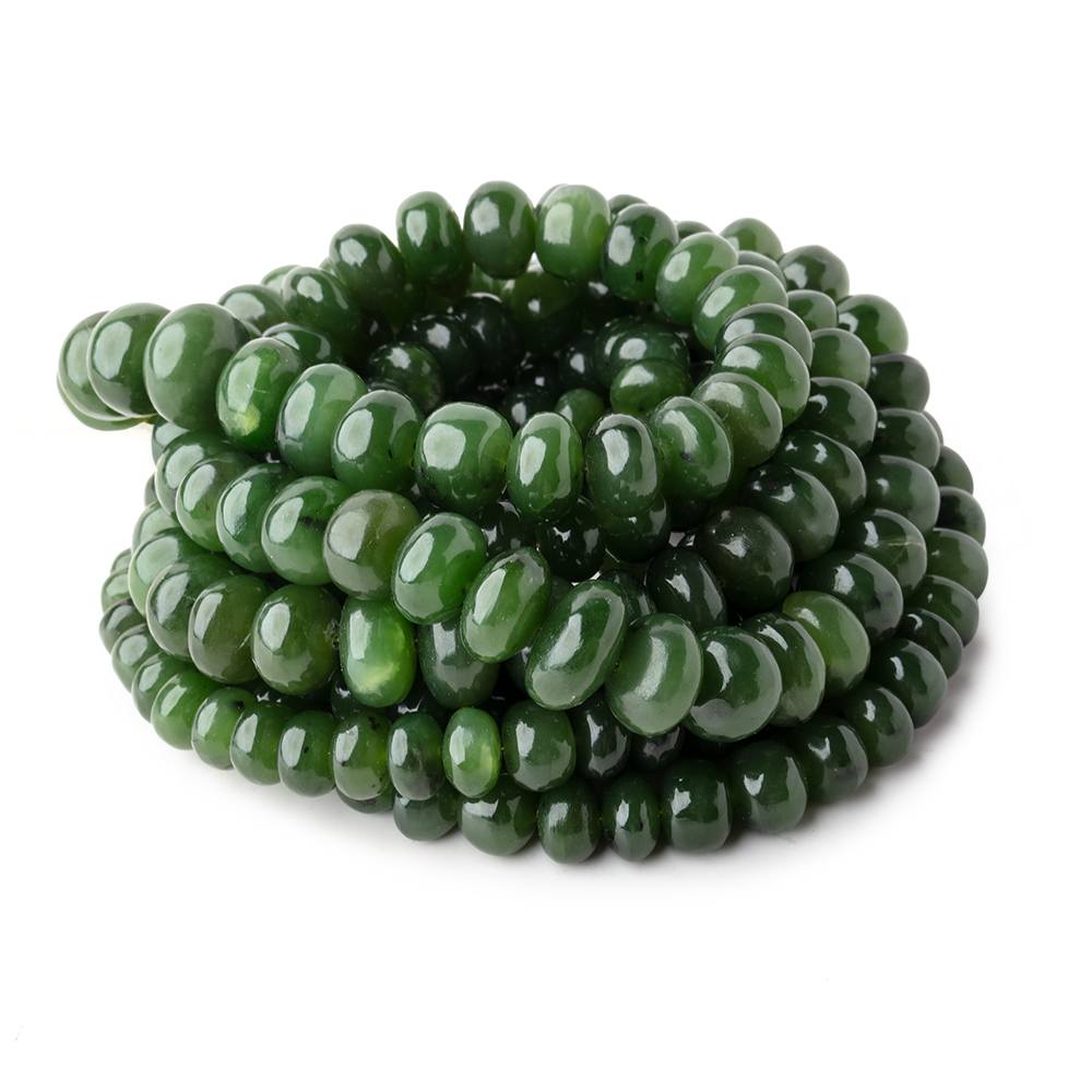 6-11mm Nephrite Jade Plain Rondelle Beads 18 inch 82 pieces