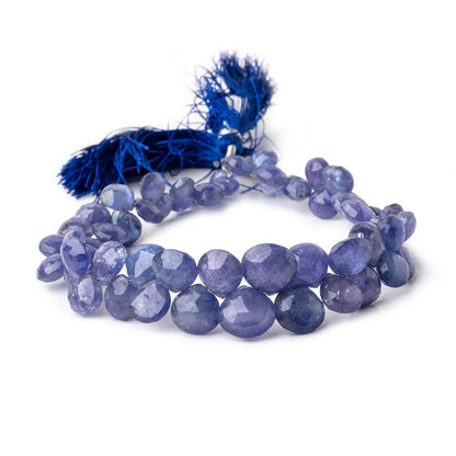 6-11mm Tanzanite Faceted Heart Beads 9 inch 58 pieces