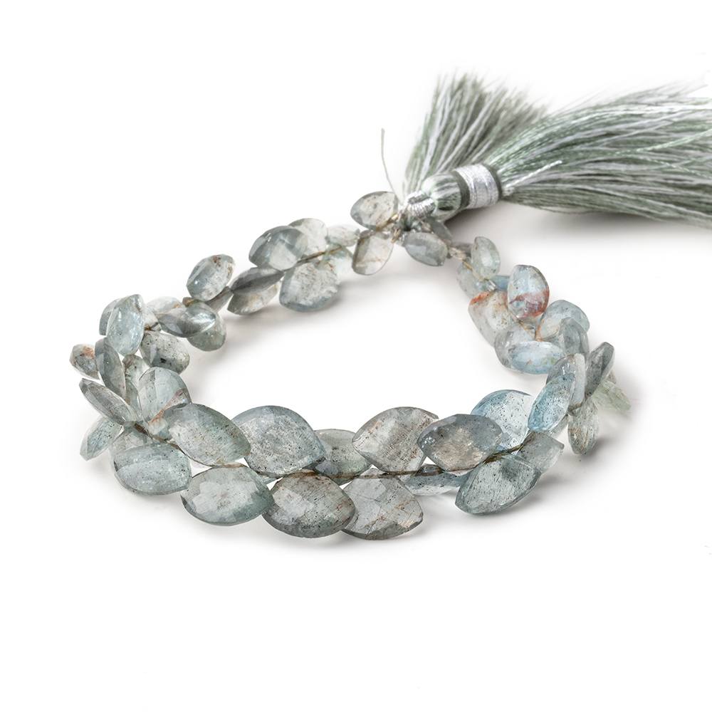 6-12mm Moss Aquamarine Faceted Fan Beads 8 inch 57 pieces