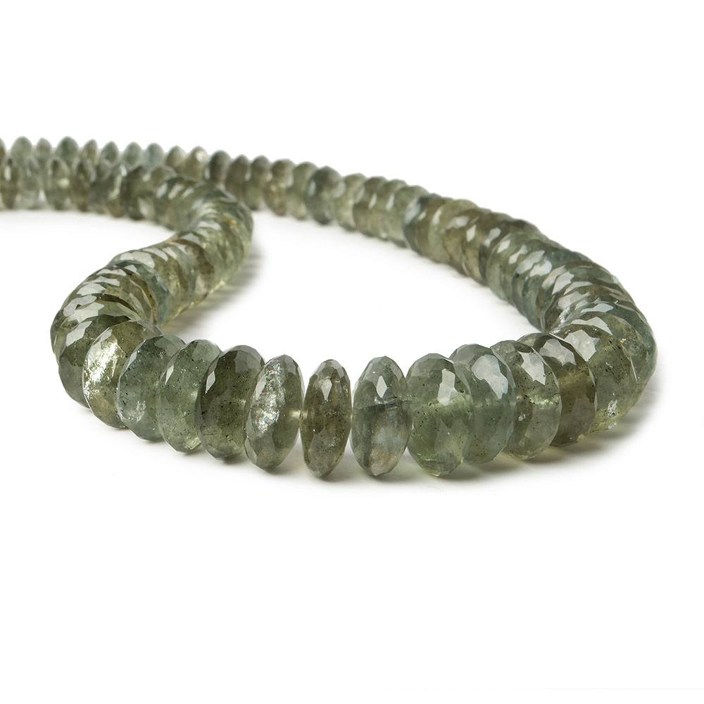 6-12mm Moss Aquamarine German Faceted Rondelles 14 inch 100 beads                       ,