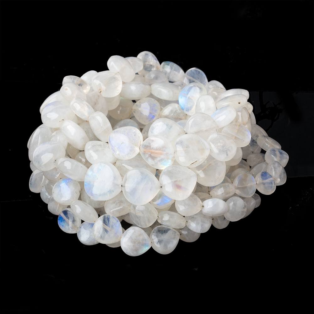 6-12mm Rainbow Moonstone Plain Heart Beads 18 inch 50 pieces AA