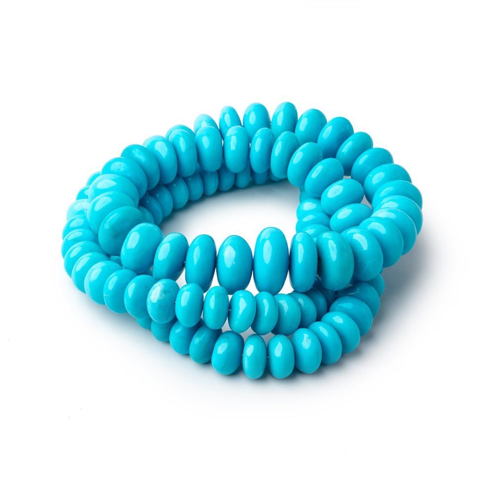 6-12mm Sleeping Beauty Turquoise Plain Rondelle Beads 17 inch 100 pieces AAA