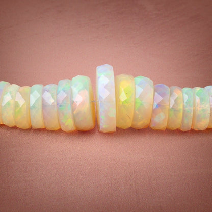 6-13.5mm Ethiopian Opal Faceted Heishi Beads 16 inch 182 pieces AAA