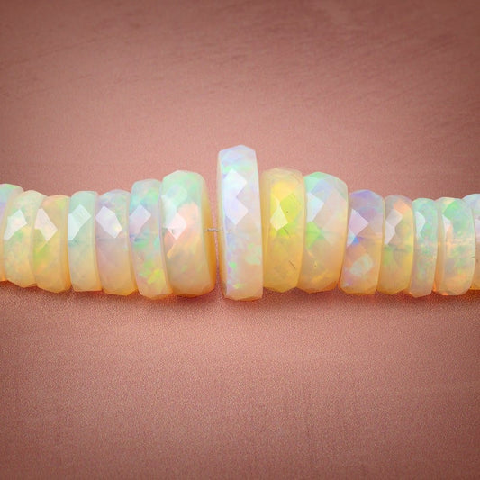 6-13.5mm Ethiopian Opal Faceted Heishi Beads 16 inch 182 pieces AAA