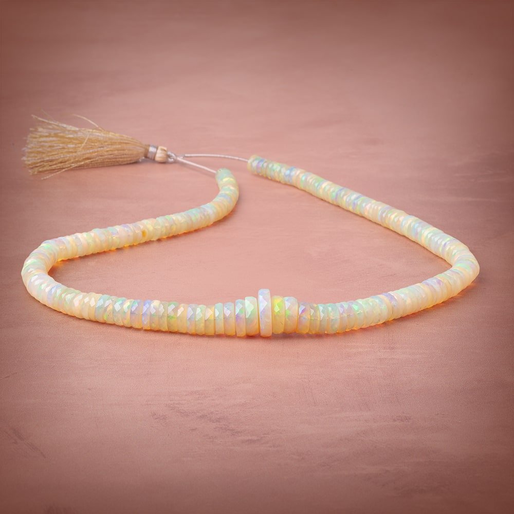 6-13.5mm Ethiopian Opal Faceted Heishi Beads 16 inch 182 pieces AAA