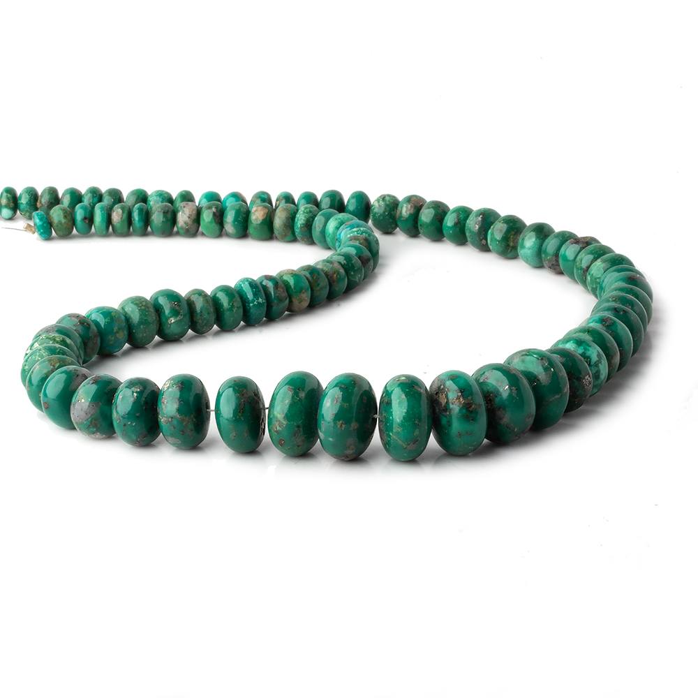 6-13.5mm Green Turquoise plain rondelle beads 18 inch 87 pieces