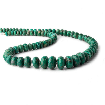 6-13.5mm Green Turquoise plain rondelle beads 18 inch 87 pieces