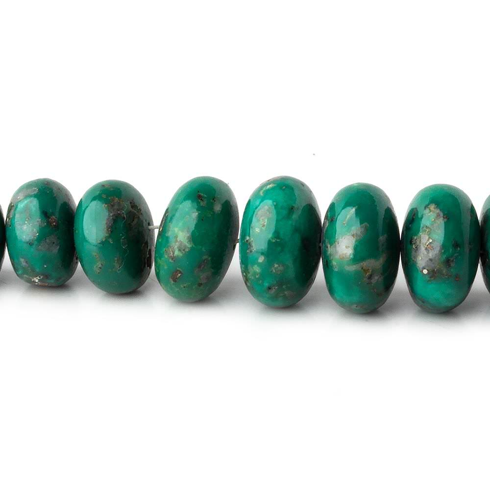 6-13.5mm Green Turquoise plain rondelle beads 18 inch 87 pieces