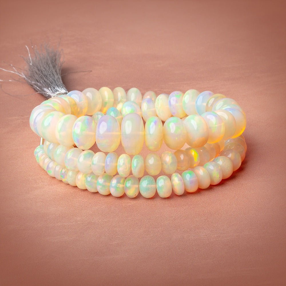 6-14mm Ethiopian Opal Plain Rondelle 20 inch 96 Beads AAA