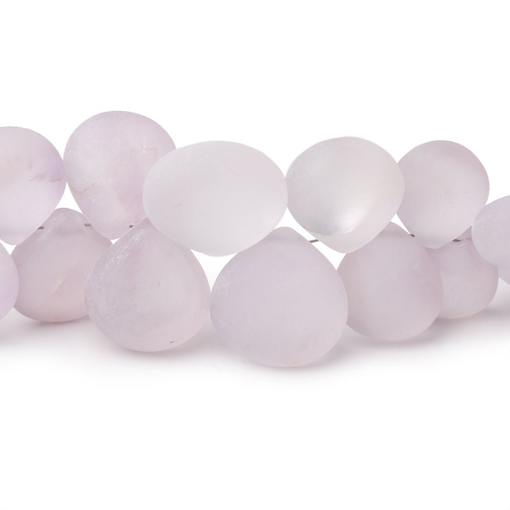 6-14mm Matte Pink Amethyst Plain Hearts 8 inch 41 Beads