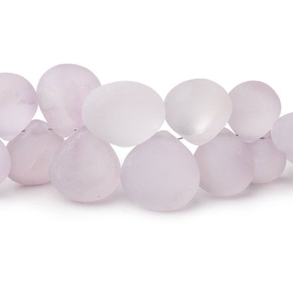 6-14mm Matte Pink Amethyst Plain Hearts 8 inch 41 Beads