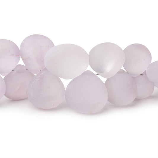 6-14mm Matte Pink Amethyst Plain Hearts 8 inch 41 Beads