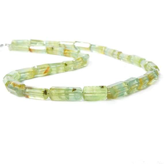 6-14mm Multi-tonal Prehnite Straight Drill Tube 17 inch 34 pieces