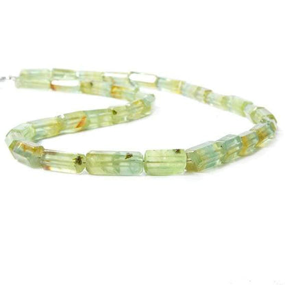 6-14mm Multi-tonal Prehnite Straight Drill Tube 17 inch 34 pieces