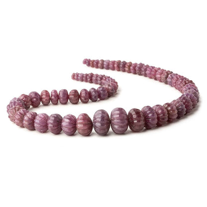 6-17mm Ruby hand carved Melon rondelles 16 inch 63 beads AA