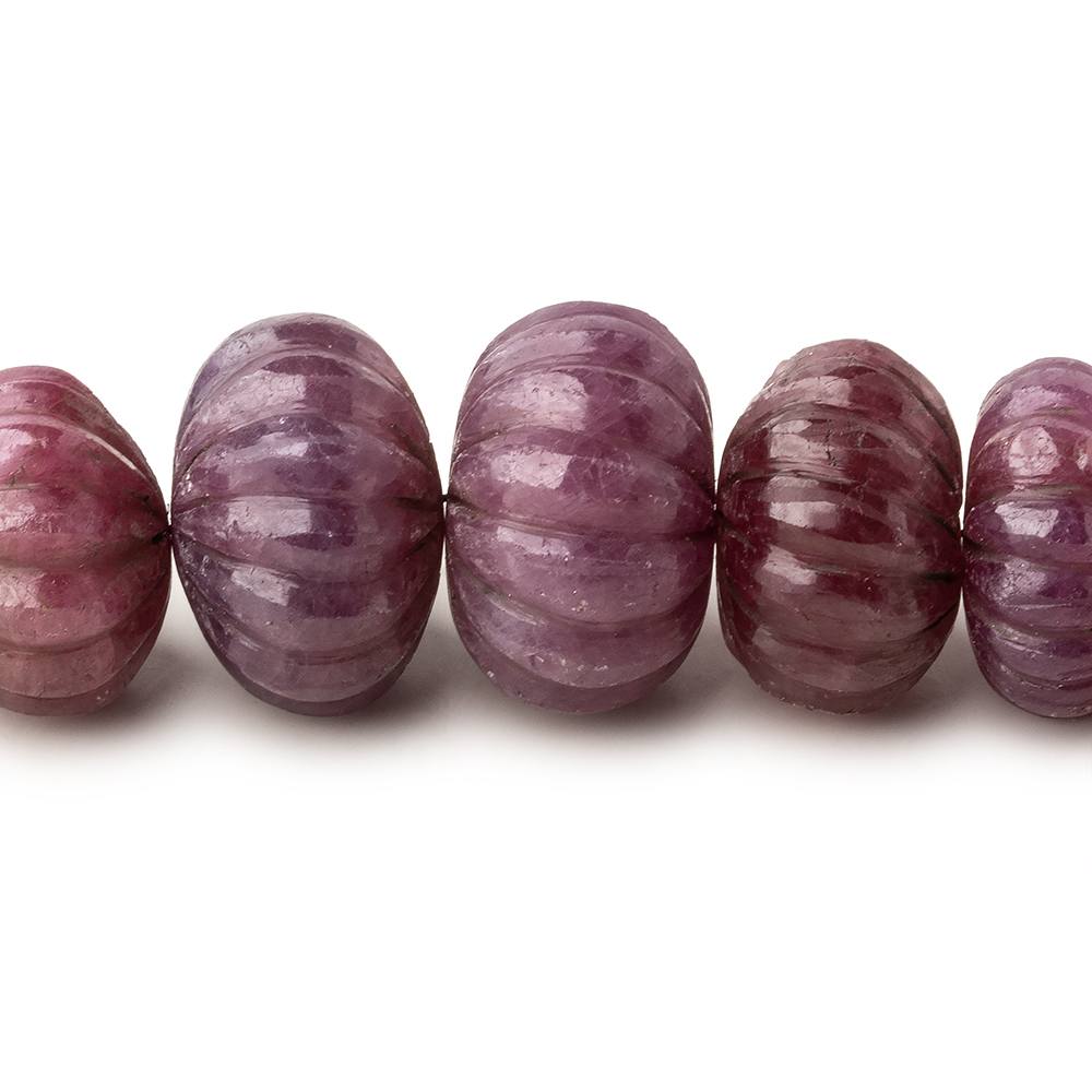 6-17mm Ruby hand carved Melon rondelles 16 inch 63 beads AA