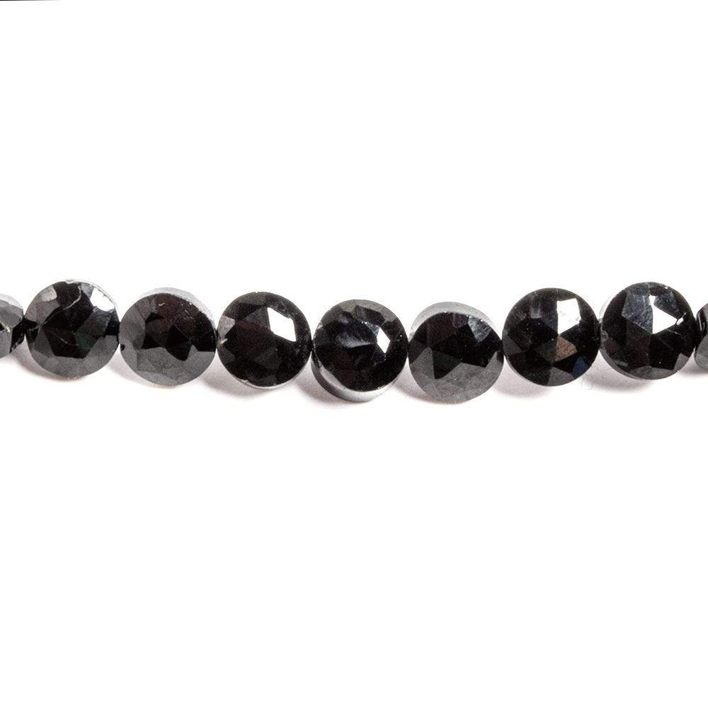 6-6.5mm Black Spinel Beads Faceted Coin 13 inch 51 pieces