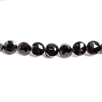6-6.5mm Black Spinel Beads Faceted Coin 13 inch 51 pieces