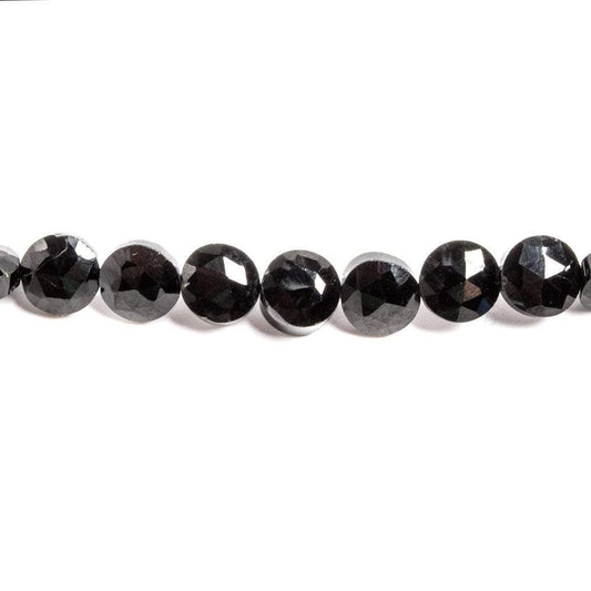 6-6.5mm Black Spinel Beads Faceted Coin 13 inch 51 pieces
